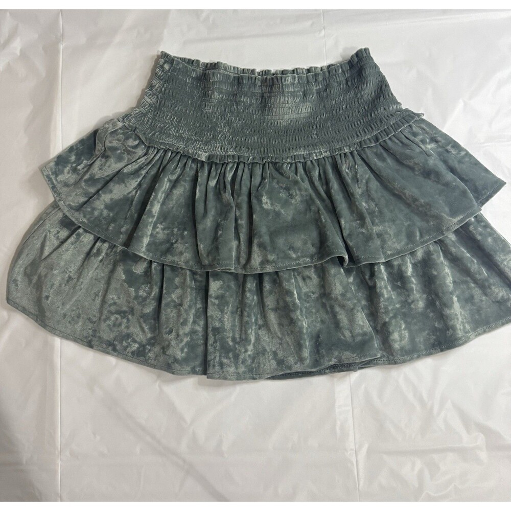 Aerie Velour Ruffle Green Skrt Size Small